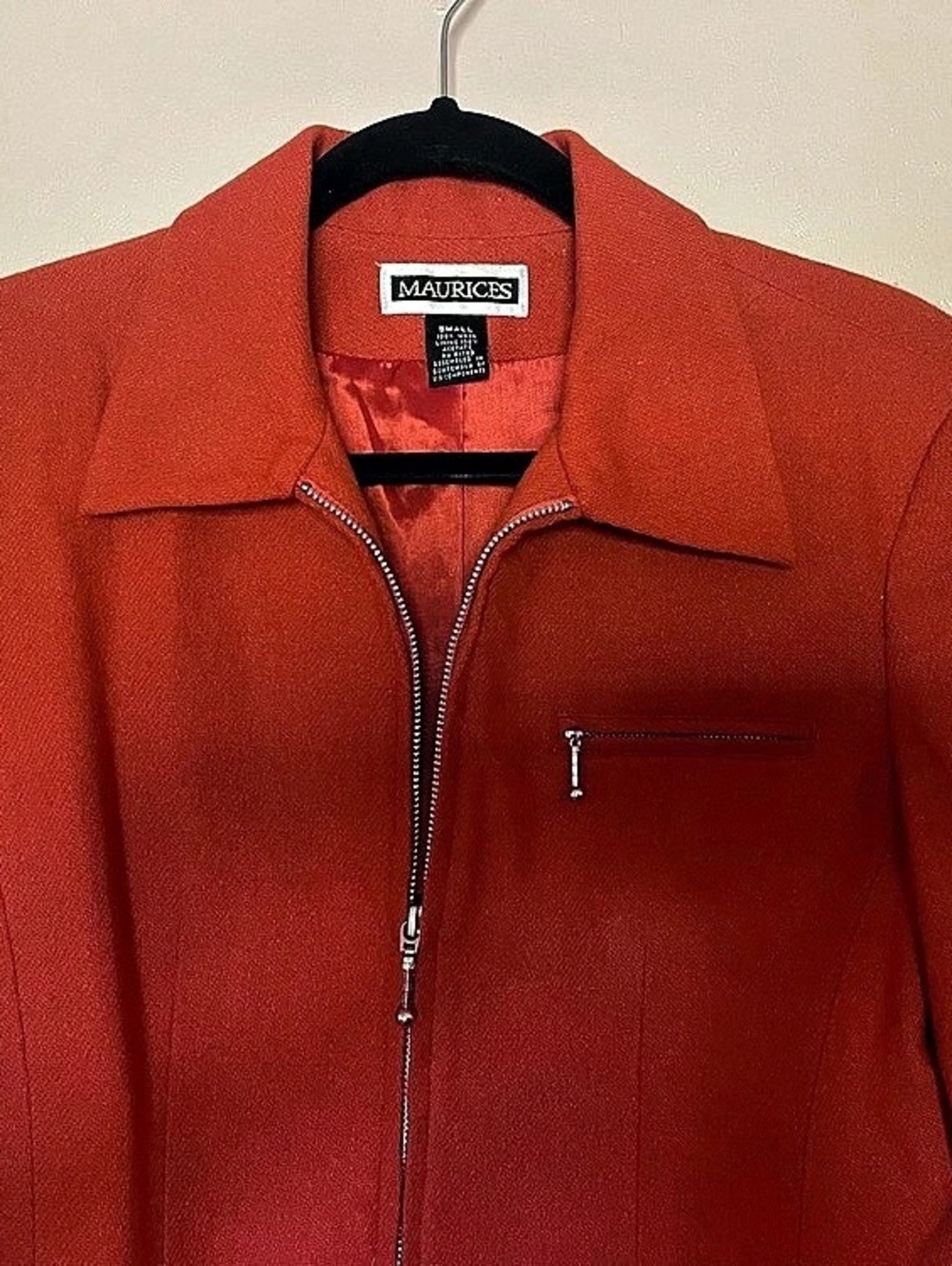 Maurices Orange Zip Front Jacket Size Small Like New